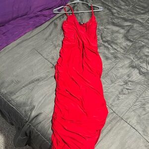 Fashion Nova red runched dress